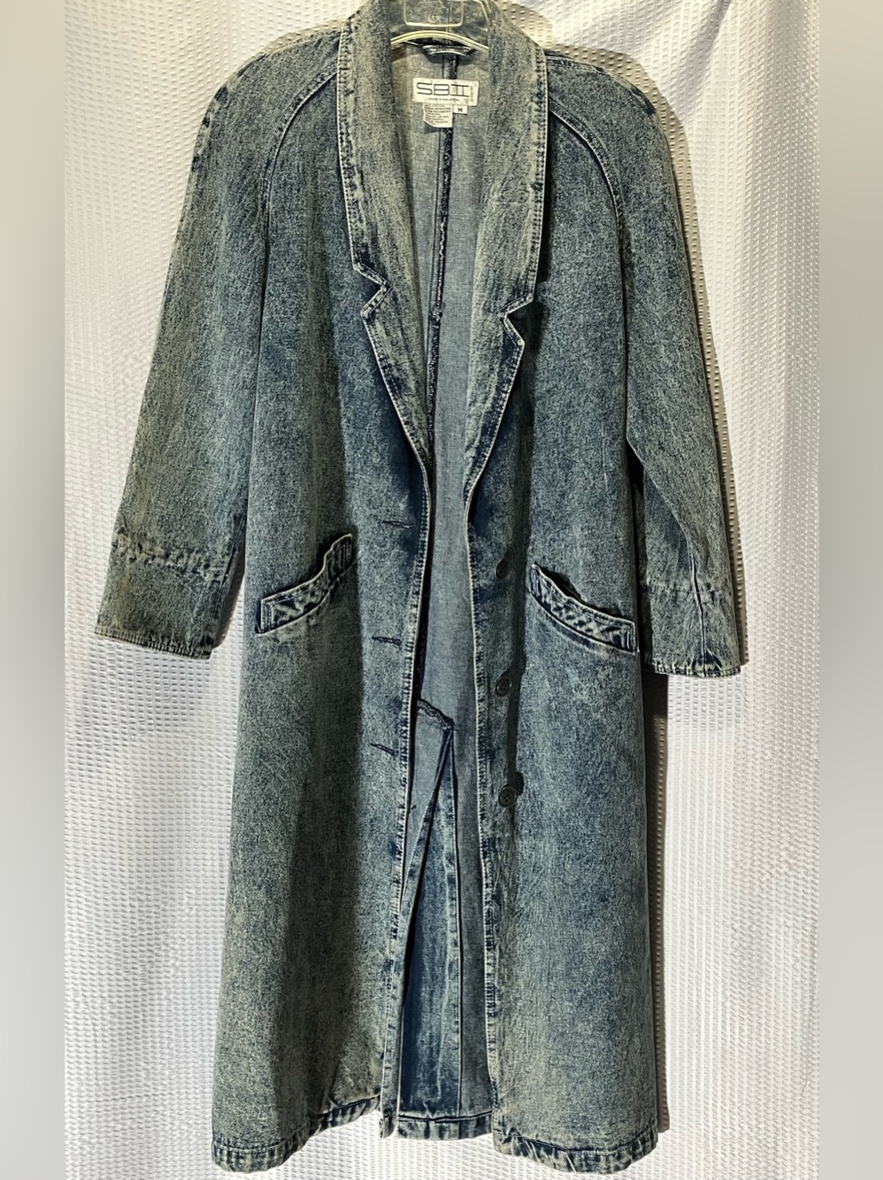 Women's Washed Denim Trench Coat - Blue